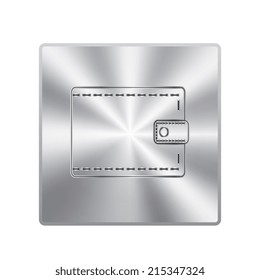 Vector metal button with Wallet icon