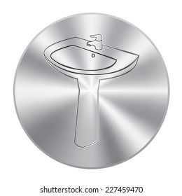 Vector metal button with Washbasin icon