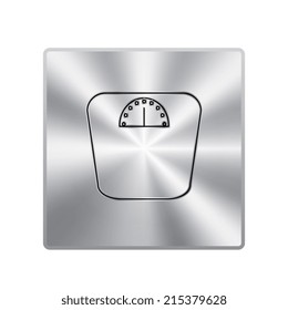 Vector metal button with Web icon- scales, weighing, weight, balance