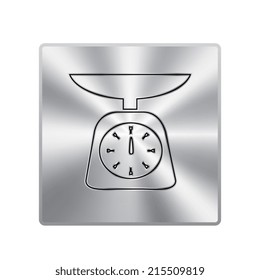 Vector metal button with Web icon- scales, weighing, weight, 