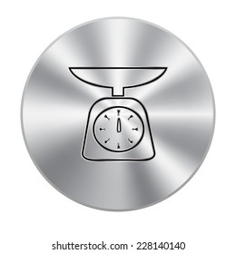 Vector metal button with Web icon- scales, weighing, weight,