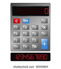 Vector Metal Calculator with Red Digits