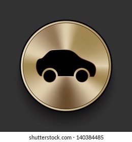 Vector metal car icon / button, graphic design element
