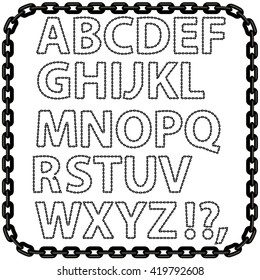 Vector Metal Chain Alphabet Isolated on White 