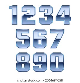 Vector metal chrome numbers set.