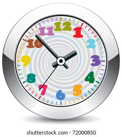 vector metal clock with colorful numbers