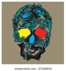 vector metal colorful and pop art skull 