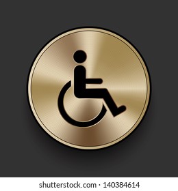 Vector metal disabled icon / button, graphic design element