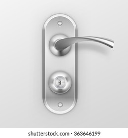 Vector Metal Door Handle Lock Isolated on Background