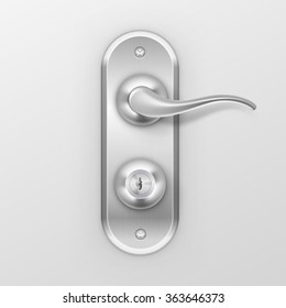 Vector Metal Door Handle Lock Isolated on Background