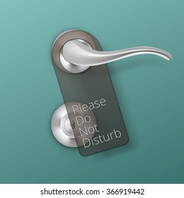 Vector Metal Door Handle Lock with Hanger Isolated on Background