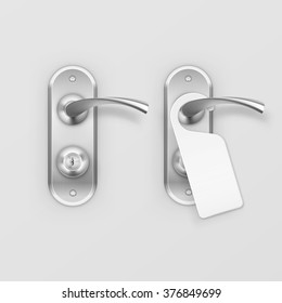 Vector Metal Door Handle Lock with Hanger Isolated on Background