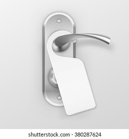 Vector Metal Door Handle Lock with Hanger Isolated on Background