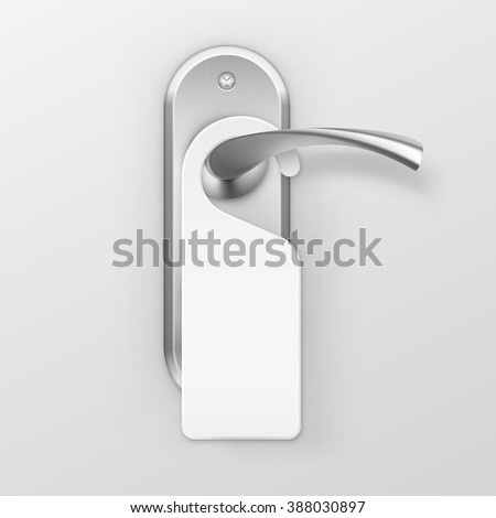 Vector Metal Door Handle Lock with Hanger Isolated on Background