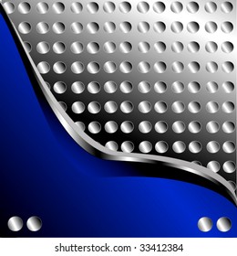 Vector Metal Dots On Blue