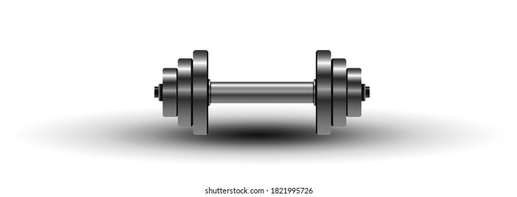 Vector metal dumbbell weights on white background