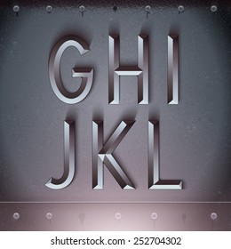 Vector Metal Embossed Font From G To L