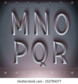 Vector Metal Embossed Font from M to R