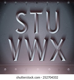 Vector Metal Embossed Font From S To X