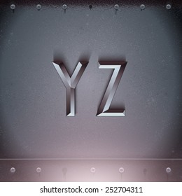 Vector Metal Embossed Font from Y to Z