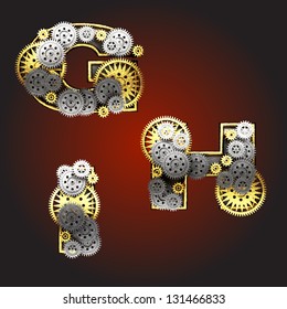 Vector metal figure  with gearwheels