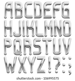 Vector metal font, ABC a-z