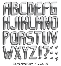 Vector metal font, ABC a-z