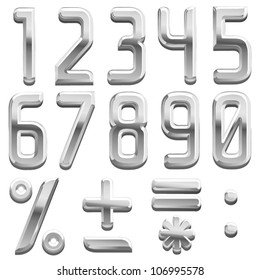 Vector metal font, numbers, digits