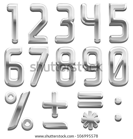 Vector metal font, numbers, digits