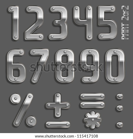 Vector metal font with screw heads PArt 2/2 Numbers