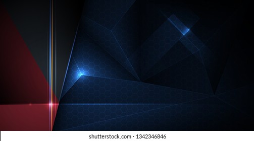 Vector metal frame design with low polygon. Illustration metallic silver, gold, dark blue-black premium background. Abstract luxury low poly pattern, geometric shape for cover, wallpaper, banner