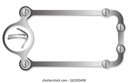 vector metal frame with screws and arrow