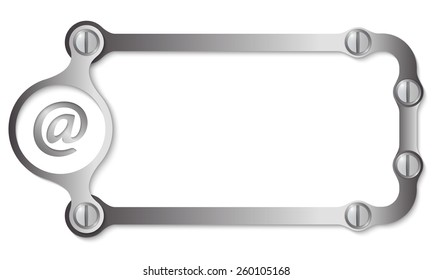 vector metal frame with screws and email icon