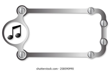 vector metal frame with screws and music symbol