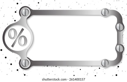 vector metal frame with screws and percent symbol