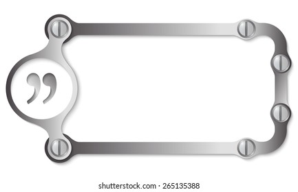 vector metal frame with screws and quotation mark