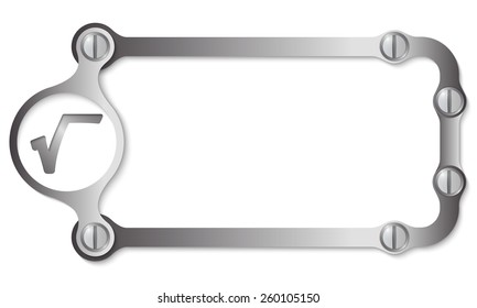vector metal frame with screws and radix symbol
