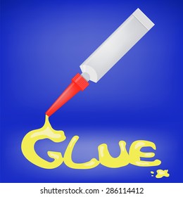 Vector Metal Glue  Tube Isolatedon Blue Light Background