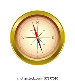 Vector metal gold compass.