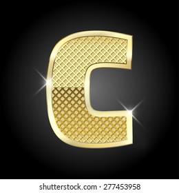 Vector metal gold letter C