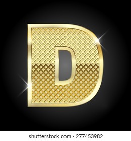 Vector metal gold letter D