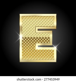 Letra E de oro de metal vectorial
