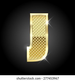 Vector metal gold letter J