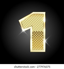 Vector metal gold letter of number one (1)