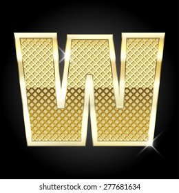 Letra W de oro de metal vectorial