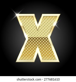 Vector metal gold letter X