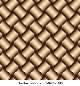Vector metal gold texture. Golden abstract background with square details. Seamless pattern with golden tiles , shiny and volume effect