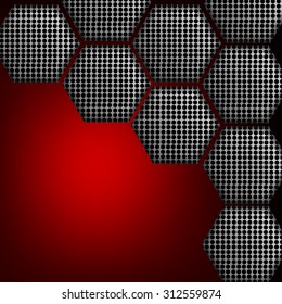Vector : Metal grill in hexagons on red surface