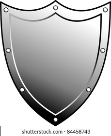 Vector metal heraldic shield. Armorial symbol. Isolated illustration on white background