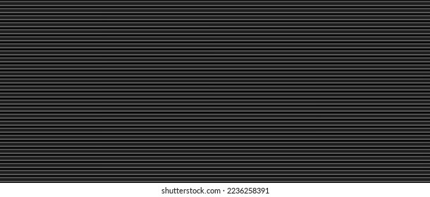 Vector metal horizontal lines wall texture. Grey iron fence seamless pattern. Roofing tile material surface. Flooring plank background. Plastic siding structure. Wood black facade. Industrial striped